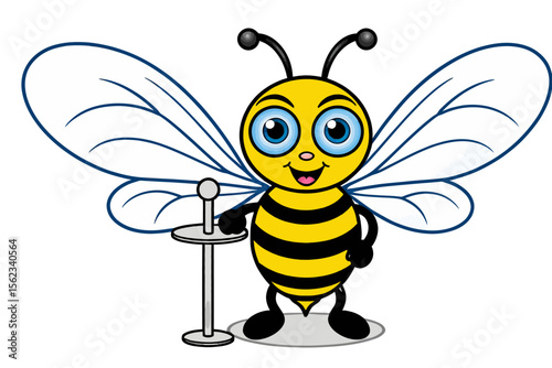 Cute Cartoon Bee Illustration-Buzzing with Charm and Happiness-Adorable Insect Character with Big Eyes and a Friendly Smile-Perfect for Kids and Nature Themes