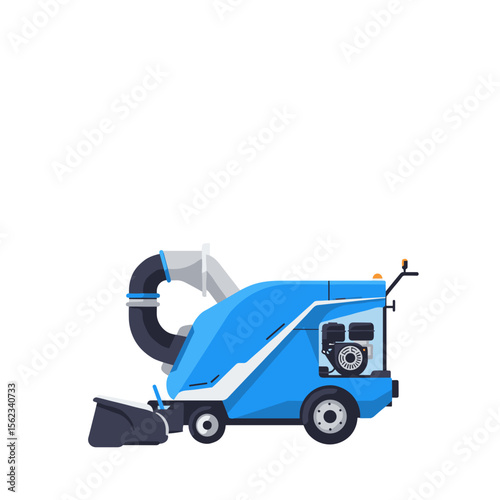 Snow vacuum machine for sidewalks in vector icon design