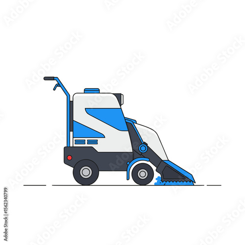 Snow vacuum machine for sidewalks in vector design