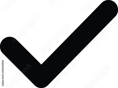 A bold black check mark, indicating correctness or approval