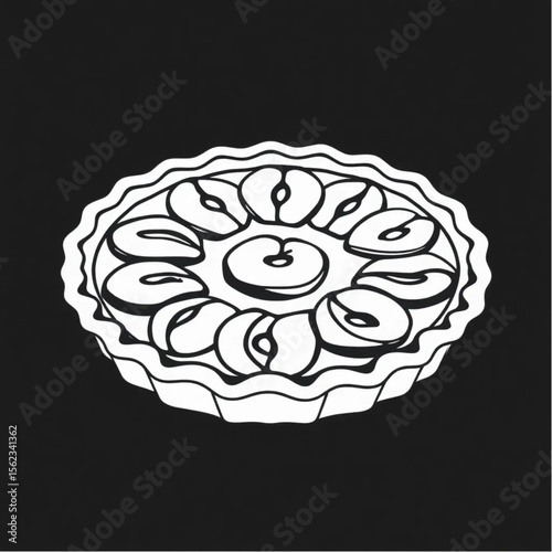 A ceramic pie plate with apple tart