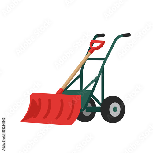 Snow shovel cart with large scoop in vector icon design