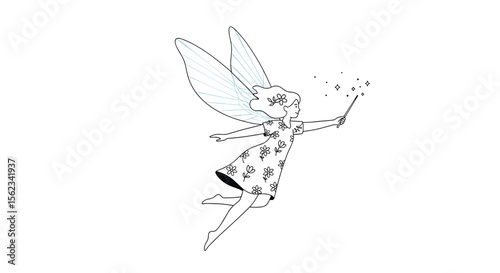 Whimsical fairy in flight fantasy and a gentle breeze