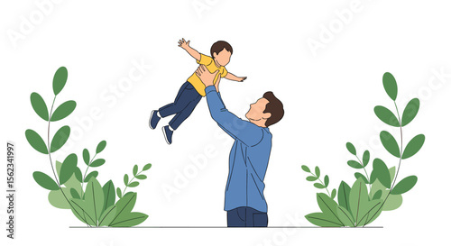 Father and son having a wonderful time together outdoors