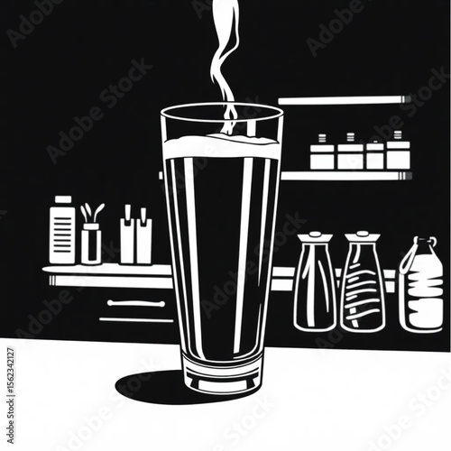 A glass of cold brew coffee on a café counter