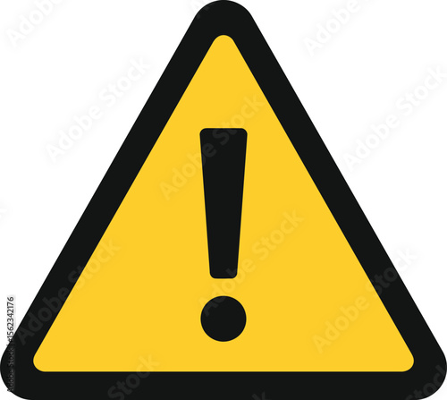 A bright yellow warning triangle with a black exclamation mark inside