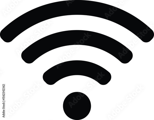 A black wifi symbol representing wireless internet connection