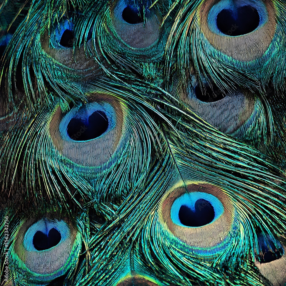 Fototapeta premium Peacock feather close-up detail