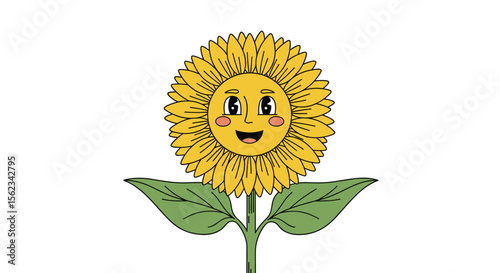 A happy sunflower shining brightly on a sunny day