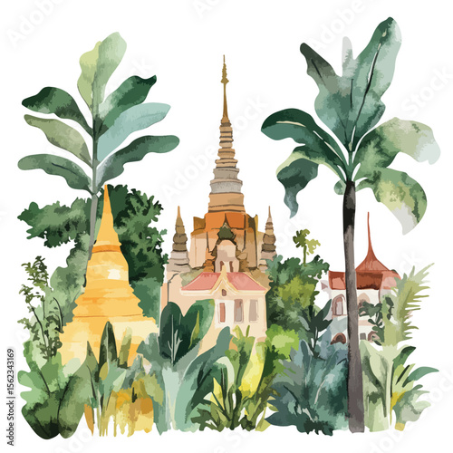 watercolor illustration of Thailand clipart isolated
