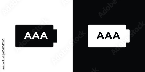 AAA battery icon isolated silhouette on white background. Vector illustration.