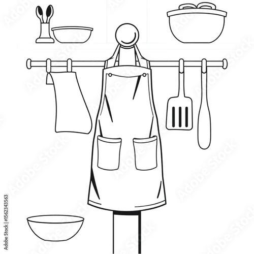 A linen apron on a kitchen peg