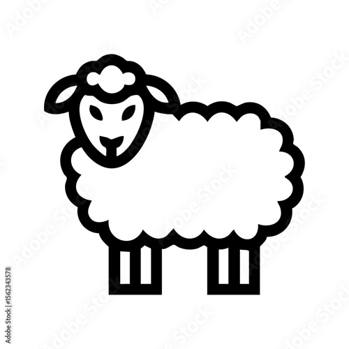 Minimal sheep outline vector with standing pose, representing wool livestock and agricultural identity.