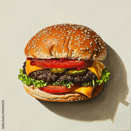 A very tasty hamburger vector illustration