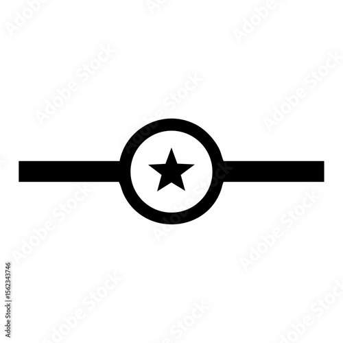 Minimalist black vector icon of a wristband with a star in the center, symbolizing achievement, sports accessories, or fashion branding.
