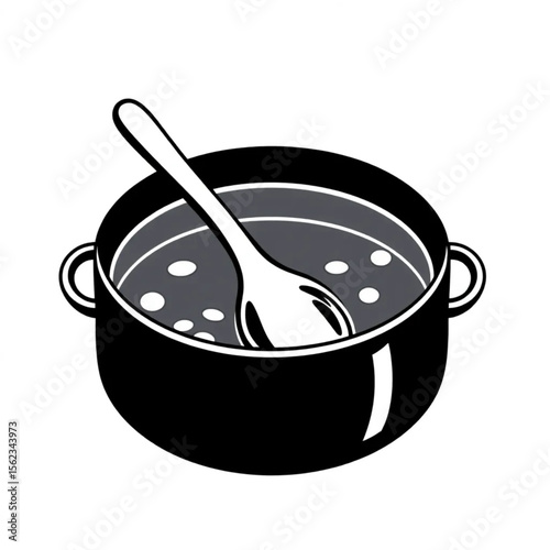 A wooden spoon in a stew pot