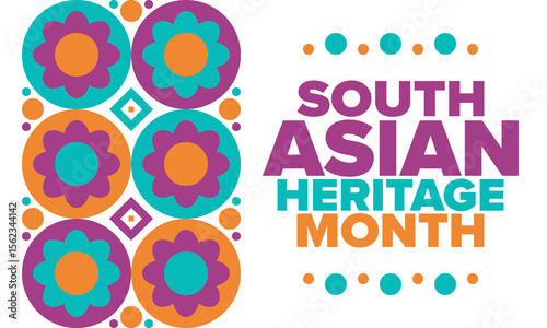 South Asian Heritage Month. Celebrate the diverse cultures and histories of South Asia. Traditional pattern. Creative art poster. Vector illustration