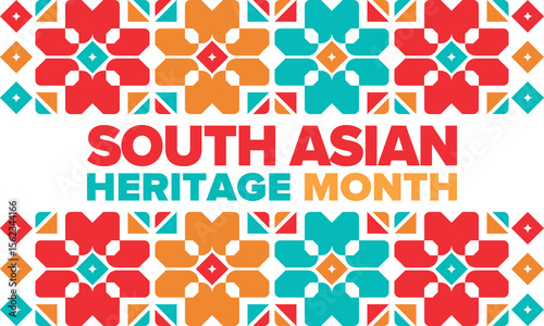 South Asian Heritage Month. Celebrate the diverse cultures and histories of South Asia. Traditional pattern. Creative art poster. Vector illustration