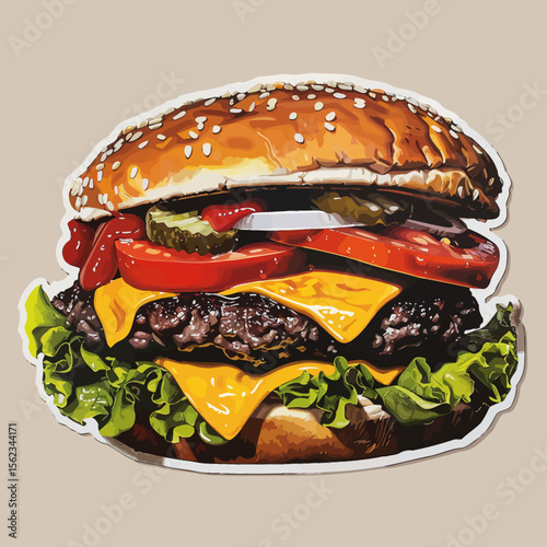 A very tasty hamburger vector illustration