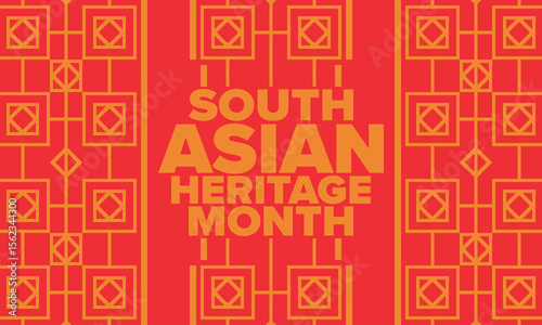 South Asian Heritage Month. Celebrate the diverse cultures and histories of South Asia. Traditional pattern. Creative art poster. Vector illustration