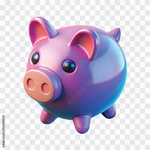 3D Pastel Piggy Bank Icon | Cute Savings Moneybox, Glossy Pink Blue Finance Symbol