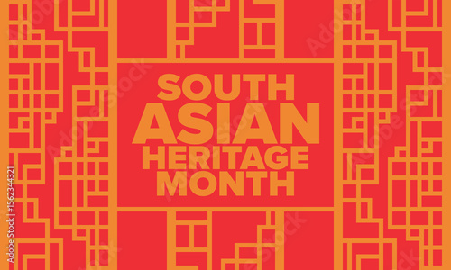 South Asian Heritage Month. Celebrate the diverse cultures and histories of South Asia. Traditional pattern. Creative art poster. Vector illustration
