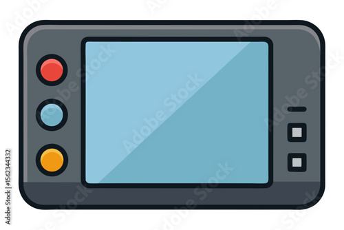 Modern portable electronic device with colorful buttons and a large screen