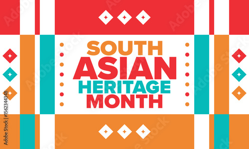 South Asian Heritage Month. Celebrate the diverse cultures and histories of South Asia. Traditional pattern. Creative art poster. Vector illustration