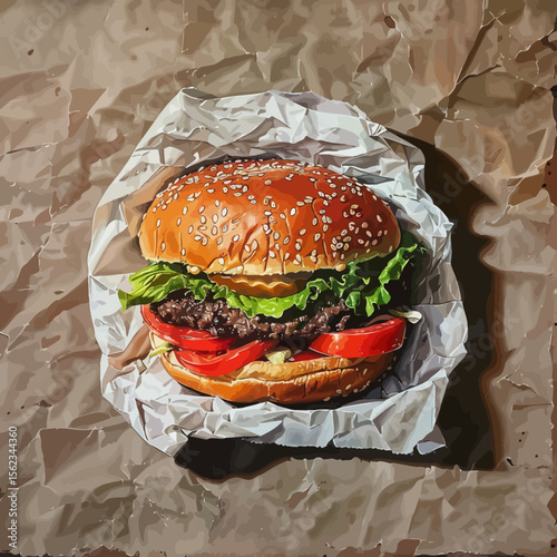 A very tasty hamburger vector illustration