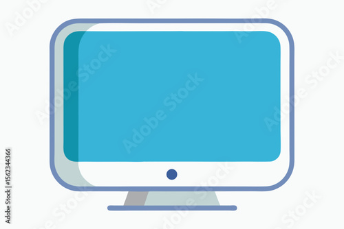 Modern flat design computer monitor with blue screen and minimalist stand