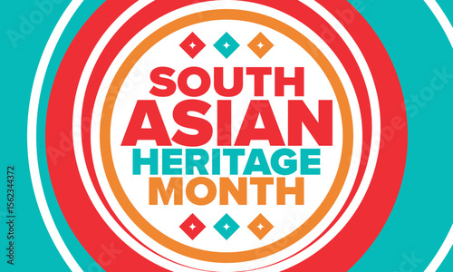 South Asian Heritage Month. Celebrate the diverse cultures and histories of South Asia. Traditional pattern. Creative art poster. Vector illustration