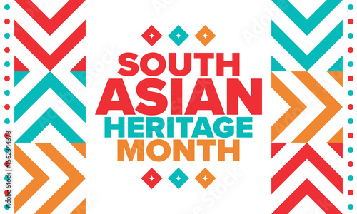 South Asian Heritage Month. Celebrate the diverse cultures and histories of South Asia. Traditional pattern. Creative art poster. Vector illustration