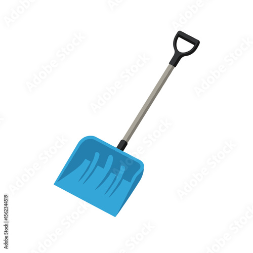 Classic snow shovel with wide plastic scoop and sturdy handle in blue