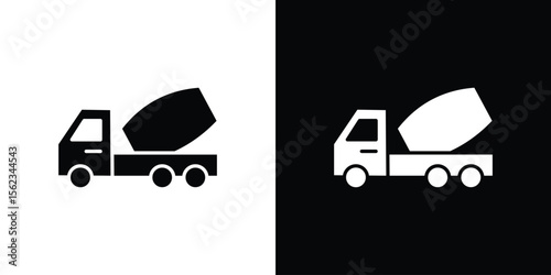 Cement truck icon isolated silhouette on white background. Vector illustration.