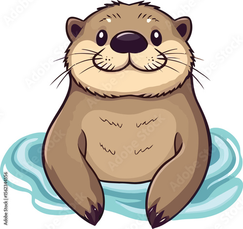 Cute cartoon a illustrator vector Sea otter