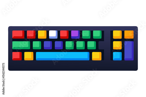 Colorful cartoon keyboard with brightly colored keys on a dark background