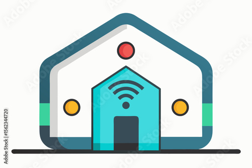Modern smart home icon with wi fi signal and connected devices