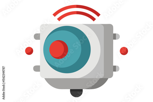 Modern robot with wireless signal and red eye