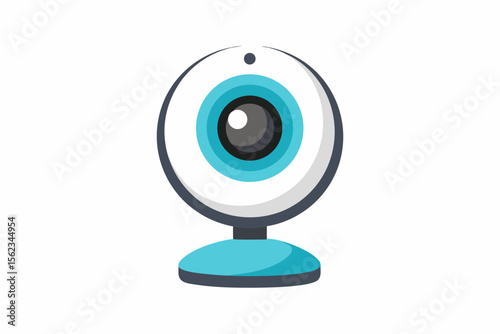 Stylized webcam with blue and gray accents on a white background