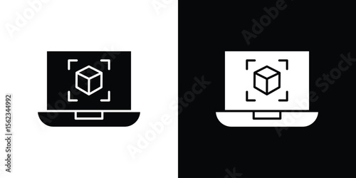 Computer simulation icon isolated silhouette on white background. Vector illustration.