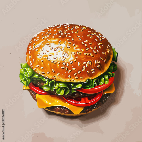 A very tasty hamburger vector illustration