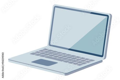 Modern isometric laptop computer with a sleek blue and gray design