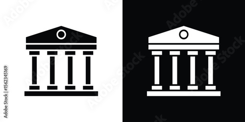 Courthouse icon isolated silhouette on white background. Vector illustration.