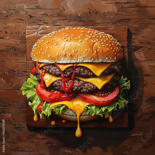 A very tasty hamburger vector illustration