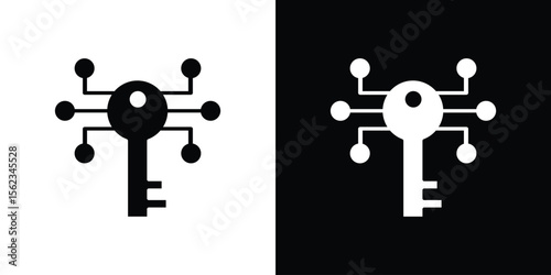Digital key icon isolated silhouette on white background. Vector illustration.