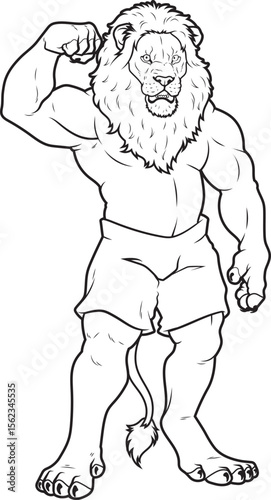 Lion Bodybuilder Bodybuilding Animal Vector Graphic Art Illustration