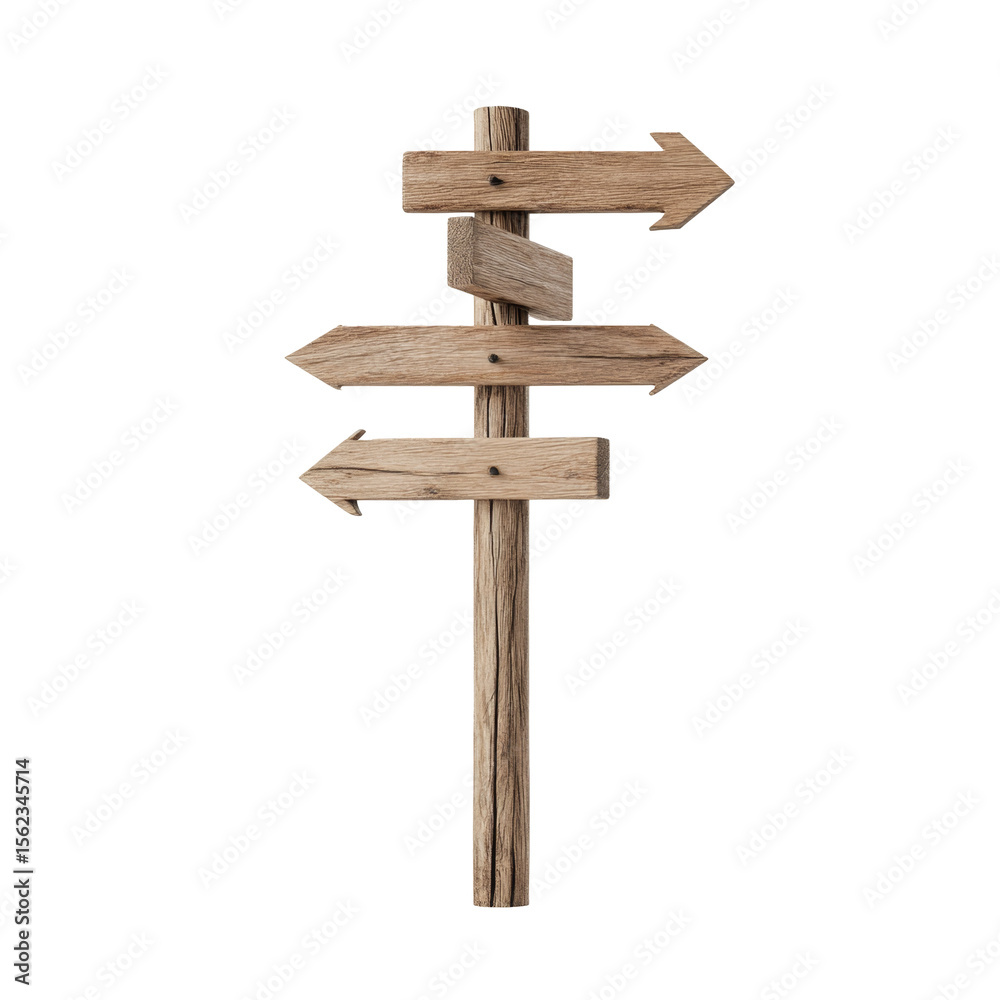 Rustic wooden directional signpost on black background Rustic wooden directional signpost on black background