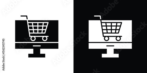 E commerce platform icon isolated silhouette on white background. Vector illustration.