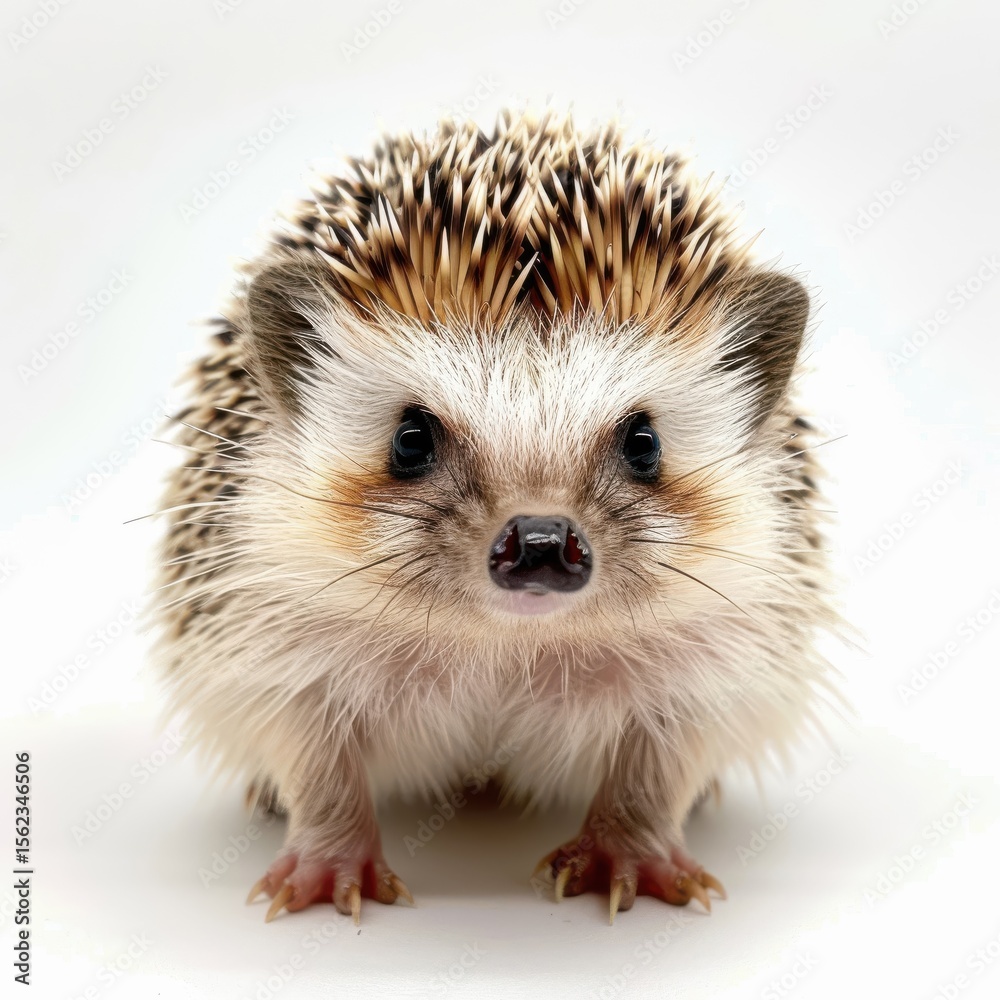 Fototapeta premium Charming hedgehog gazing curiously in a bright, minimalistic setting