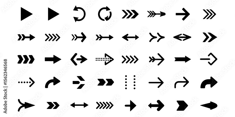 Fototapeta premium Collection of Arrows, Navigation Symbols, and UI Icons Design Elements for Websites, Applications, and Presentations